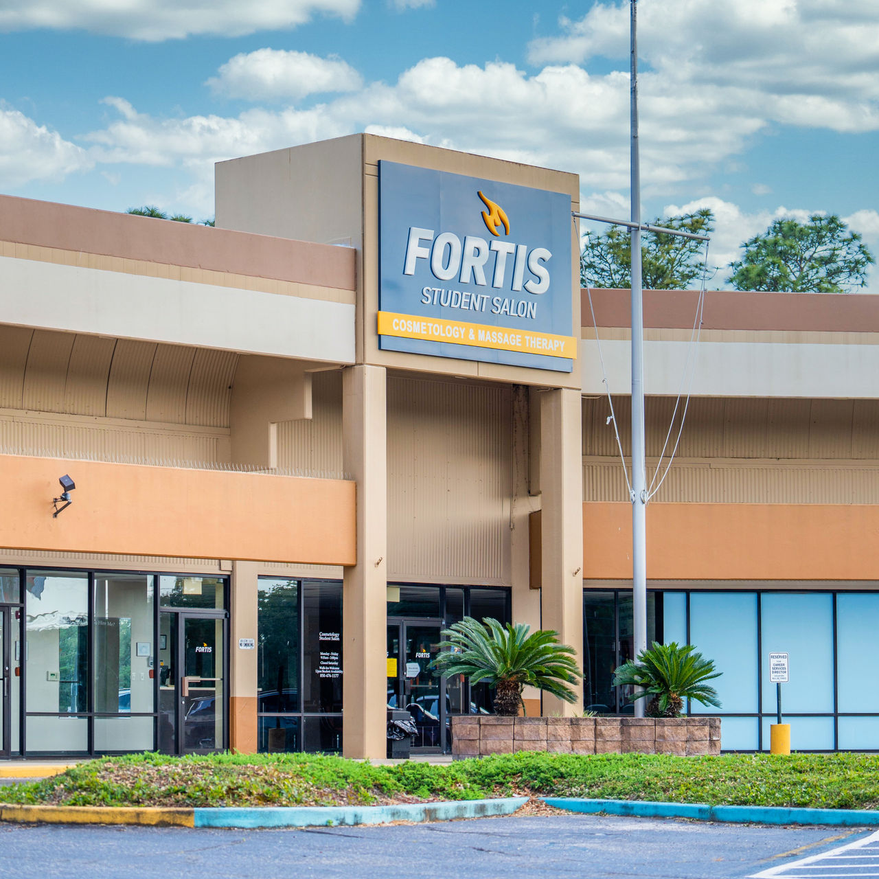 Fortis Student Salon Exterior with Signage