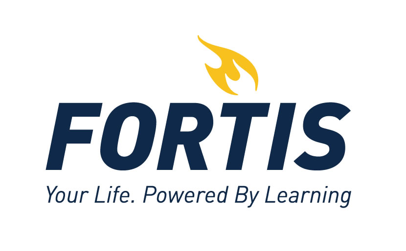 Fortis flame icon with motivational learning slogan